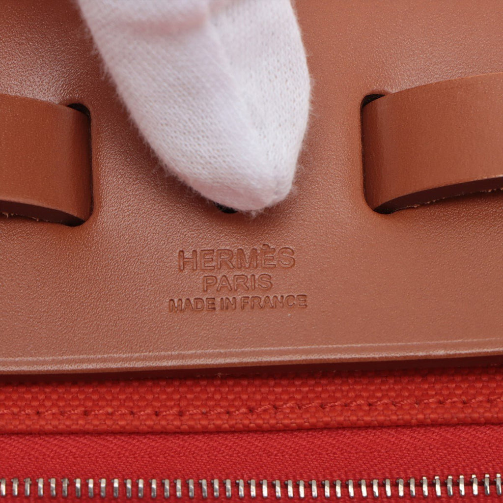 Second hand Hermes Herbag PM Canvas 2 - Ways Top - handle Bag 1 pouch Orange - Tabita Bags