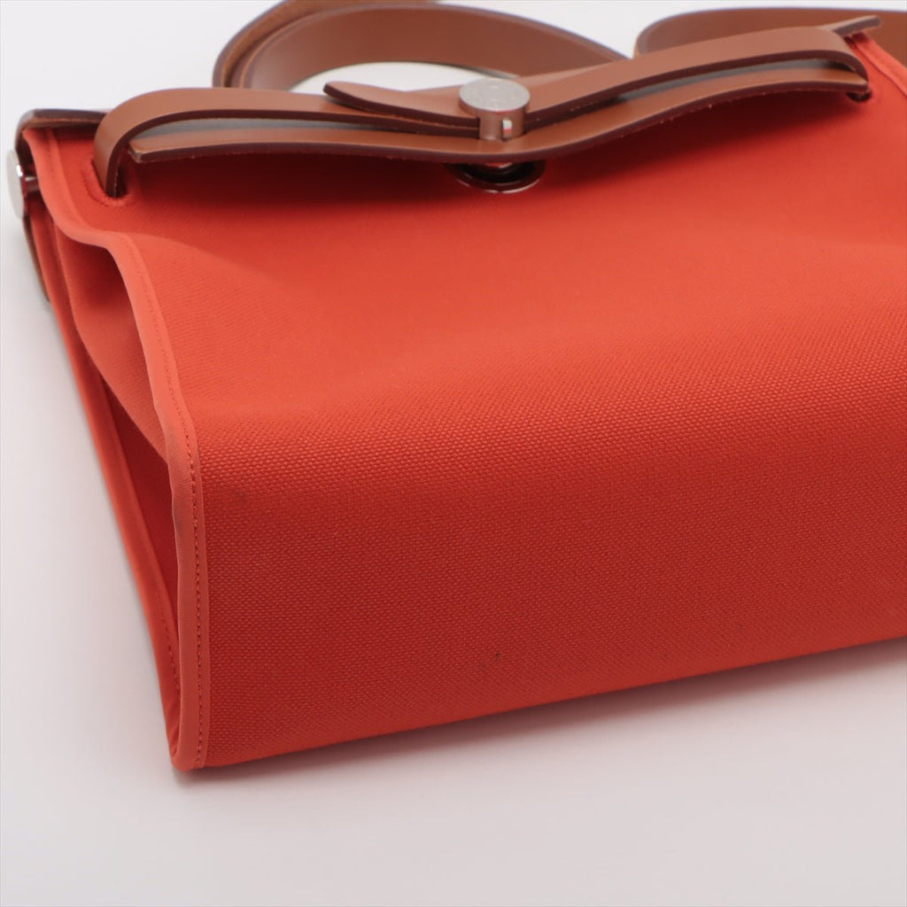 Second hand Hermes Herbag PM Canvas 2 - Ways Top - handle Bag 1 pouch Orange - Tabita Bags