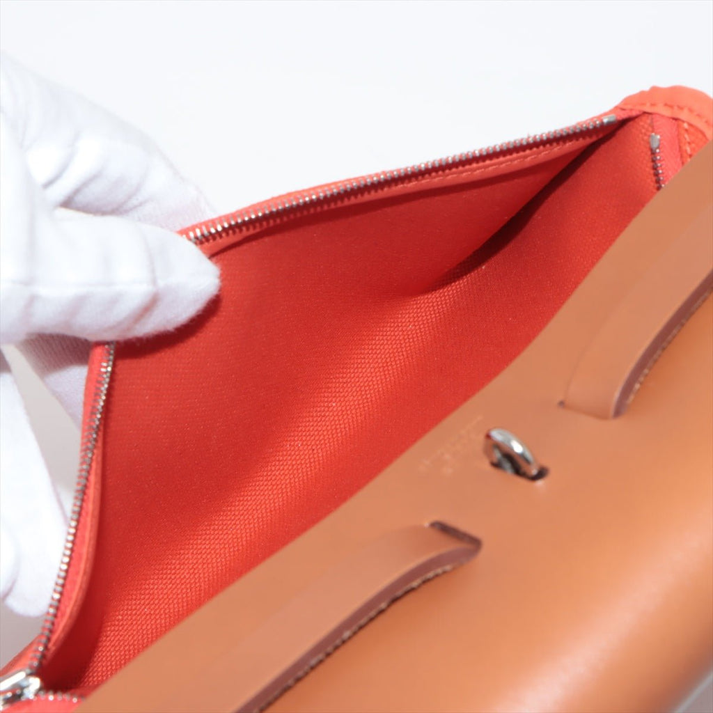Second hand Hermes Herbag PM Canvas 2 - Ways Top - handle Bag 1 pouch Orange - Tabita Bags
