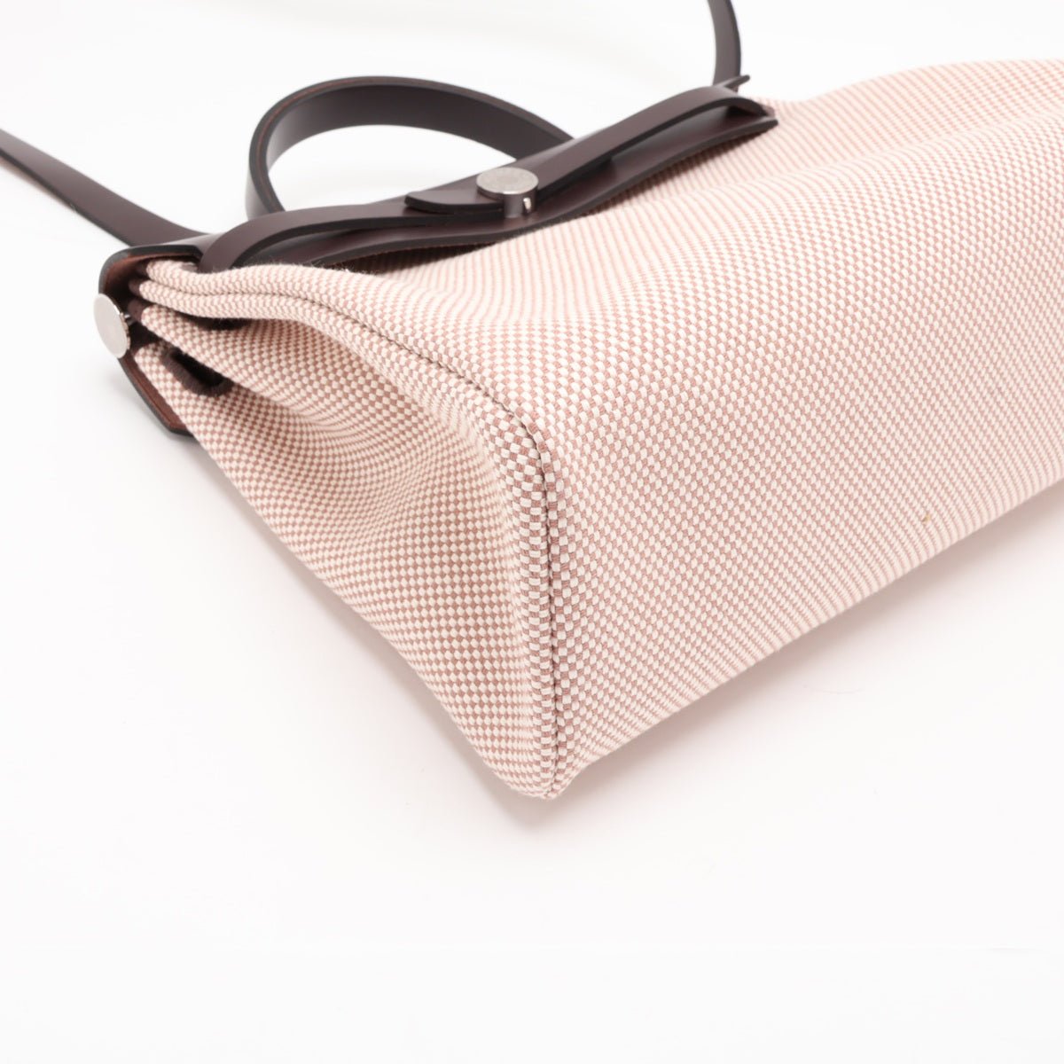Second hand Hermes Herbag PM Toile Officier × Vache Hunter Leather & Canvas Zip Top-handle Handbag Beige - Tabita Bags