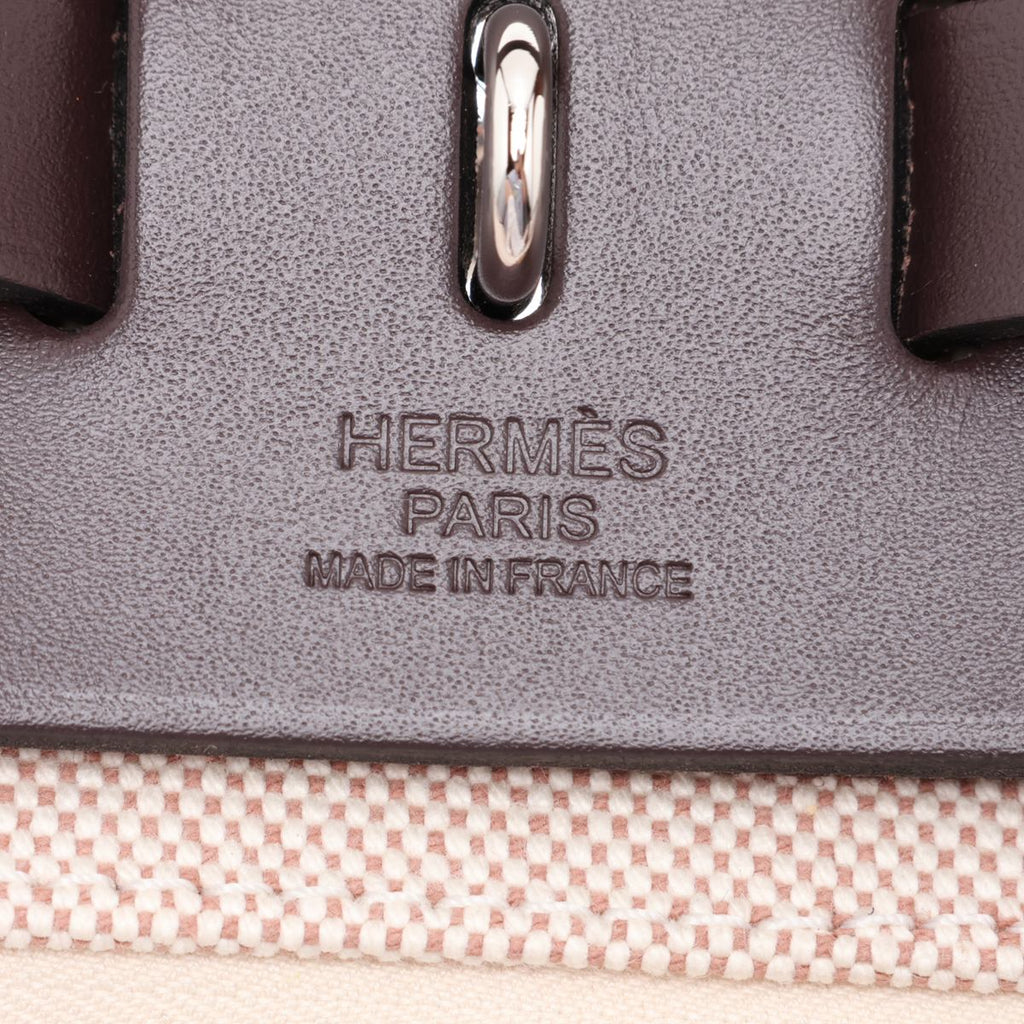 Second hand Hermes Herbag PM Toile Officier × Vache Hunter Leather & Canvas Zip Top-handle Handbag Beige - Tabita Bags