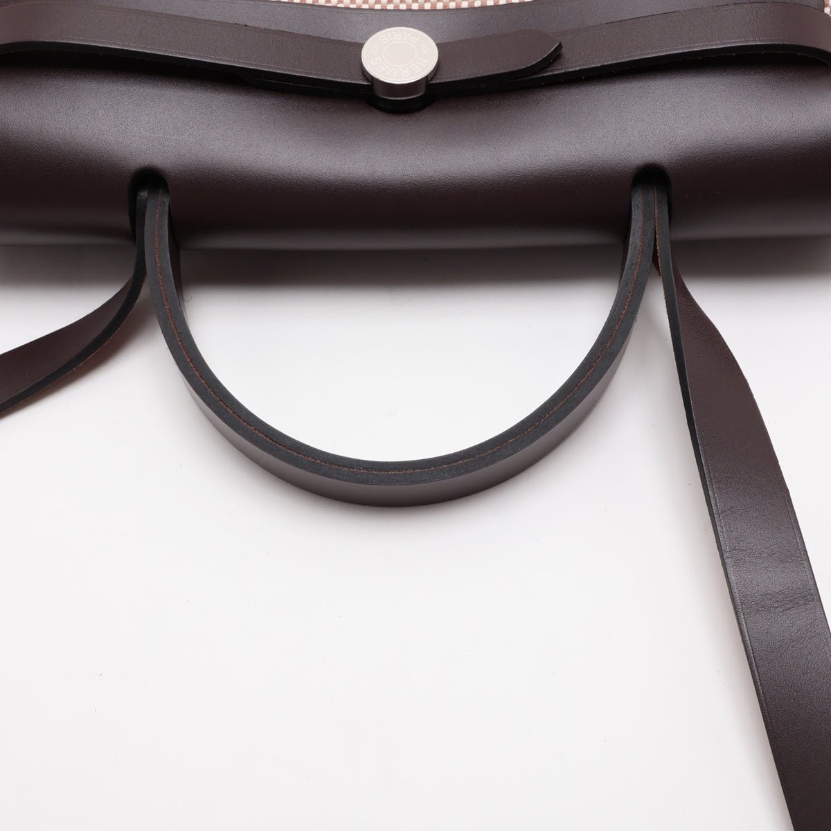 Second hand Hermes Herbag PM Toile Officier × Vache Hunter Leather & Canvas Zip Top-handle Handbag Beige - Tabita Bags