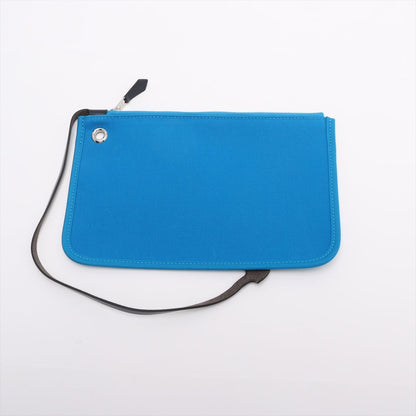 Second hand Hermes Herbag PM Toile Officier × Vache Hunter Leather & Canvas Zip Top-handle Handbag Blue - Tabita Bags