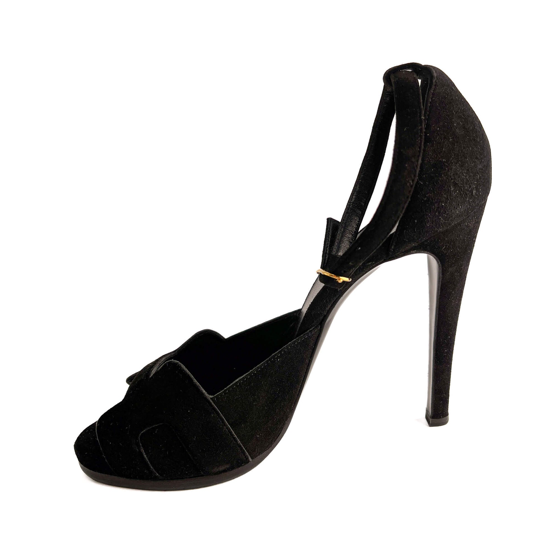 Second hand Hermes Holy 105 Velvet Sandals Black - Tabita Bags