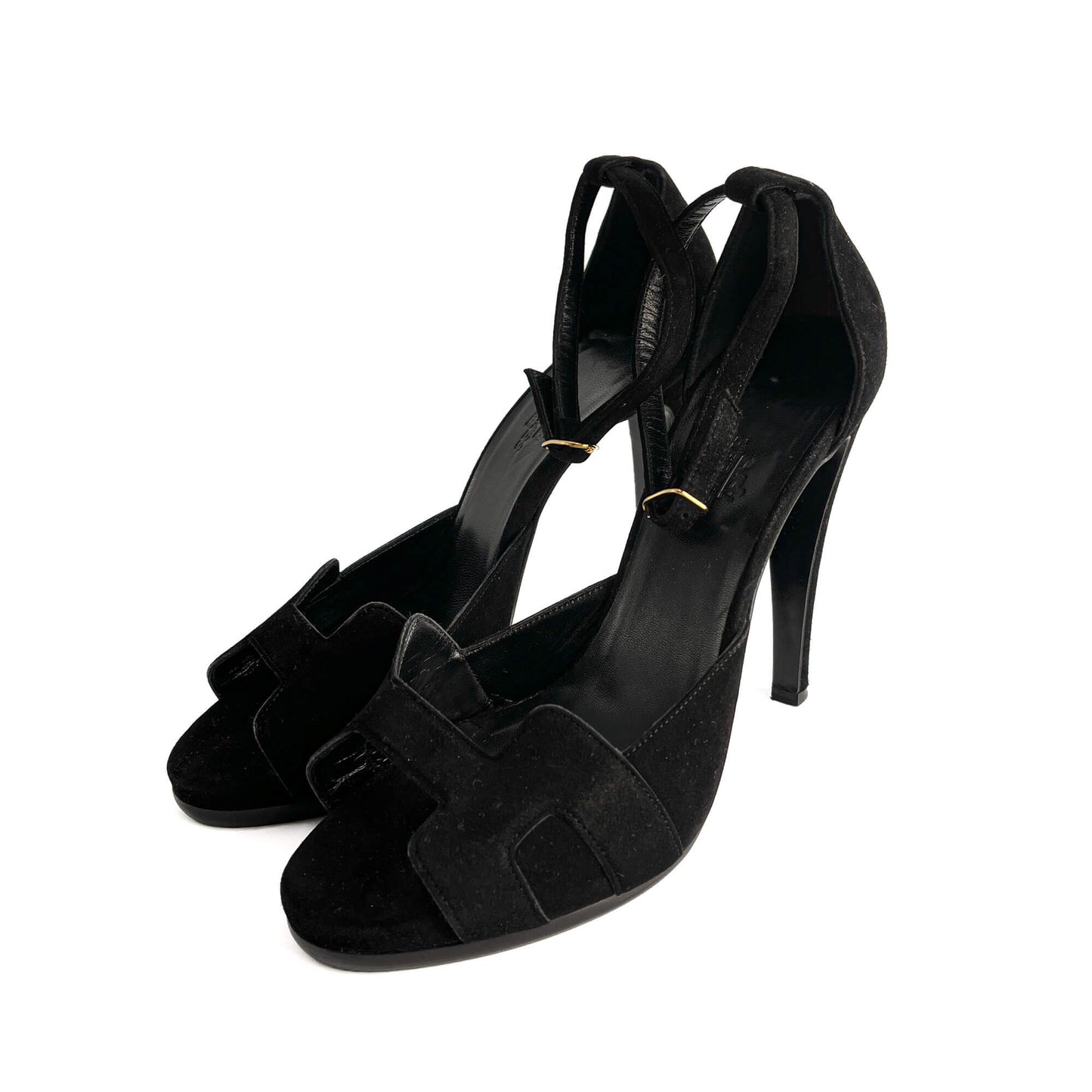 Second hand Hermes Holy 105 Velvet Sandals Black - Tabita Bags