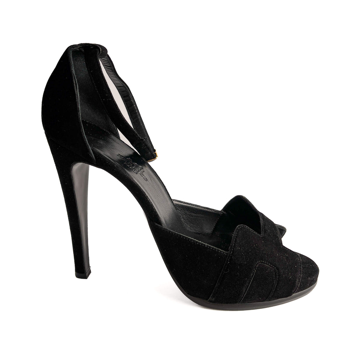 Second hand Hermes Holy 105 Velvet Sandals Black - Tabita Bags