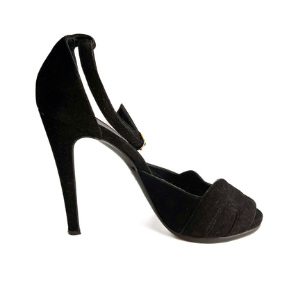 Second hand Hermes Holy 105 Velvet Sandals Black - Tabita Bags