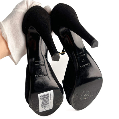 Second hand Hermes Holy 105 Velvet Sandals Black - Tabita Bags