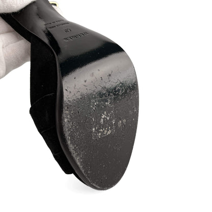 Second hand Hermes Holy 105 Velvet Sandals Black - Tabita Bags