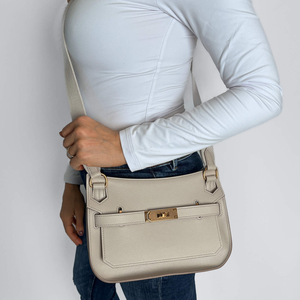 Second hand Hermes Jypsiere Mini Clemence Leather Crossbody White - Tabita Bags