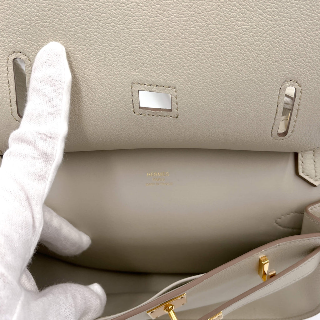 Second hand Hermes Jypsiere Mini Clemence Leather Crossbody White - Tabita Bags