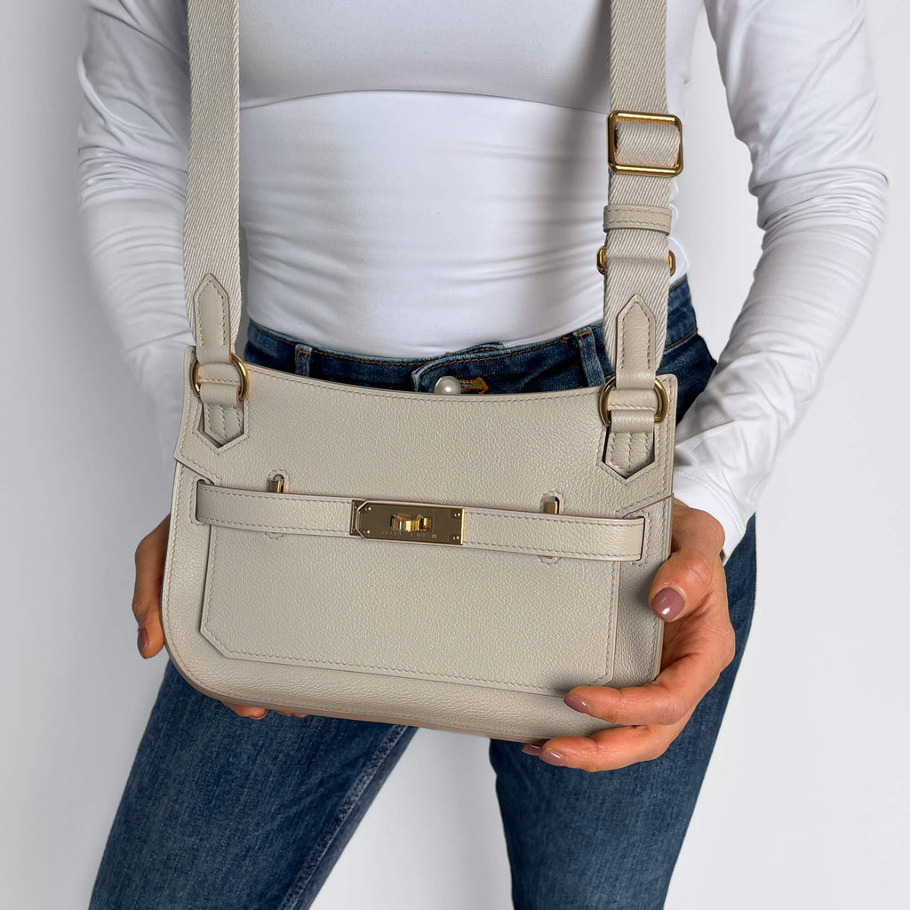 Second hand Hermes Jypsiere Mini Clemence Leather Crossbody White - Tabita Bags