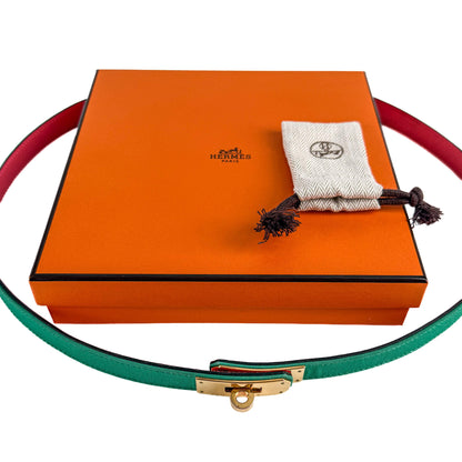 Second hand Hermes Kelly 18 Leather & Fabric Toile Officier and Epsom Leather. Thin Belt up to 95 Bicolor - Tabita Bags