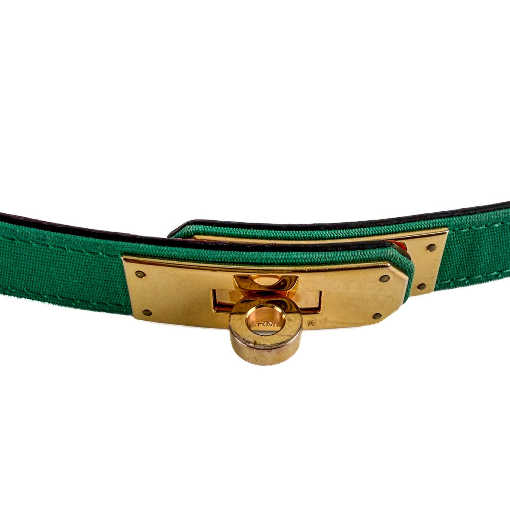 Second hand Hermes Kelly 18 Leather & Fabric Toile Officier and Epsom Leather. Thin Belt up to 95 Bicolor - Tabita Bags