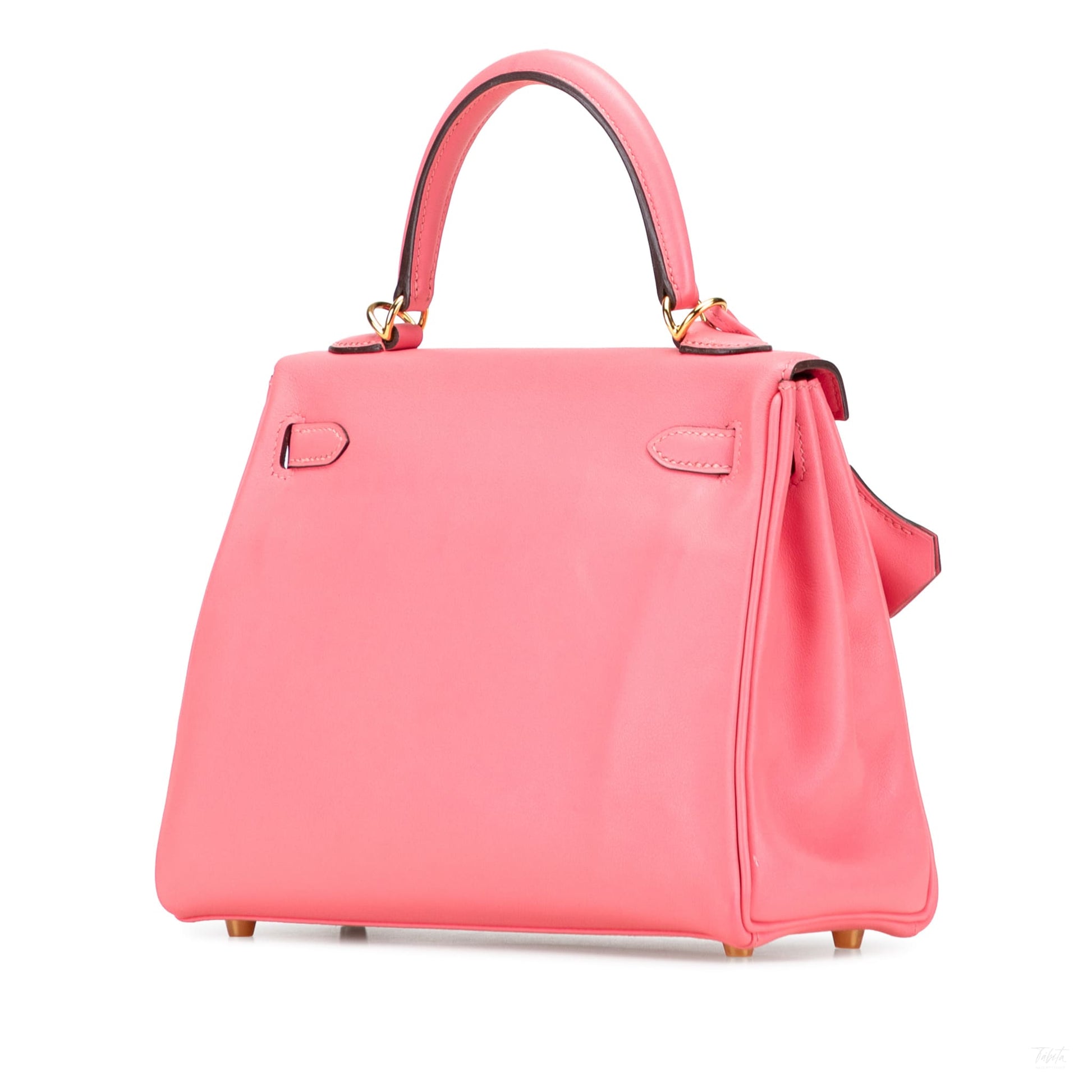 Second hand Hermes Kelly 25 Swift Leather Retourne Top - handle Handbag Rose Lipstick - Tabita Bags