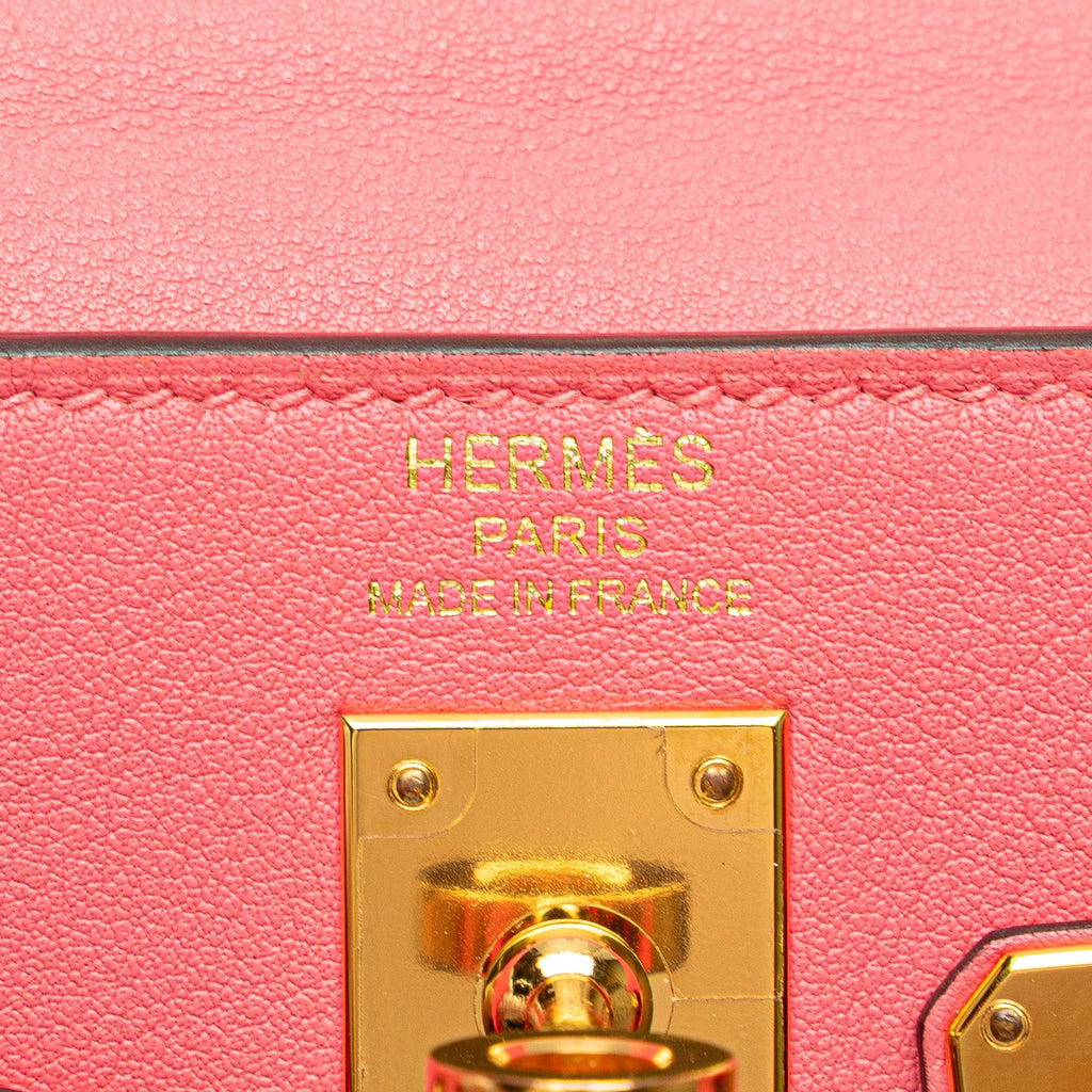 Second hand Hermes Kelly 25 Swift Leather Retourne Top - handle Handbag Rose Lipstick - Tabita Bags