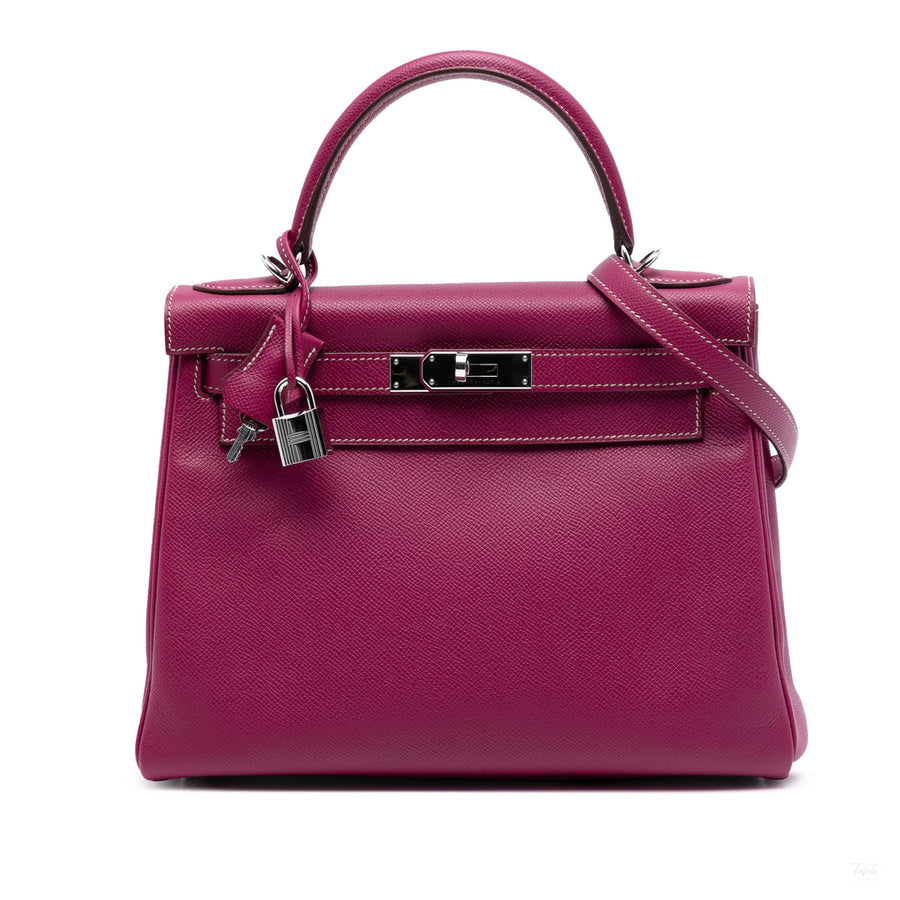 Second hand Hermes Kelly 28 Epsom Leather Retourne Top - handle Handbag Tosca - Tabita Bags