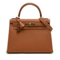 Second hand Hermes Kelly 28 Epsom Leather Sellier Top - handle Handbag Gold - Tabita Bags
