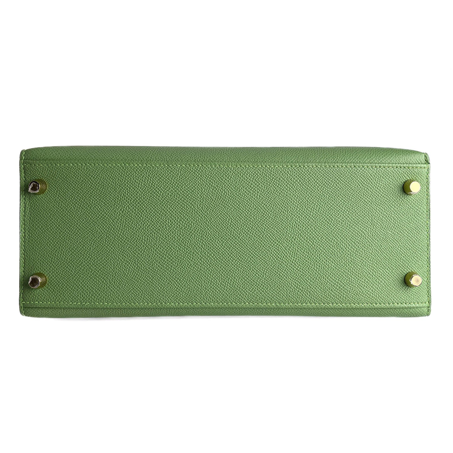 Second hand Hermes Kelly 28 Epsom Leather Sellier Top - Handle Handbag Vert Criquet - Tabita Bags