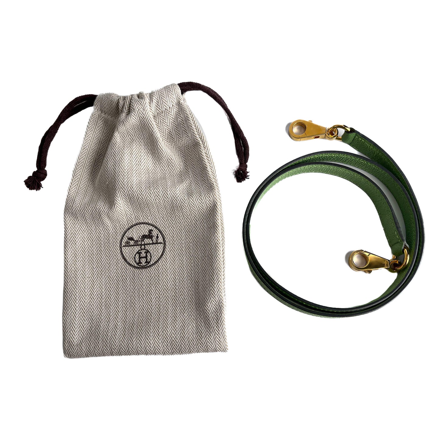 Second hand Hermes Kelly 28 Epsom Leather Sellier Top - Handle Handbag Vert Criquet - Tabita Bags