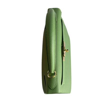 Second hand Hermes Kelly 28 Epsom Leather Sellier Top - Handle Handbag Vert Criquet - Tabita Bags