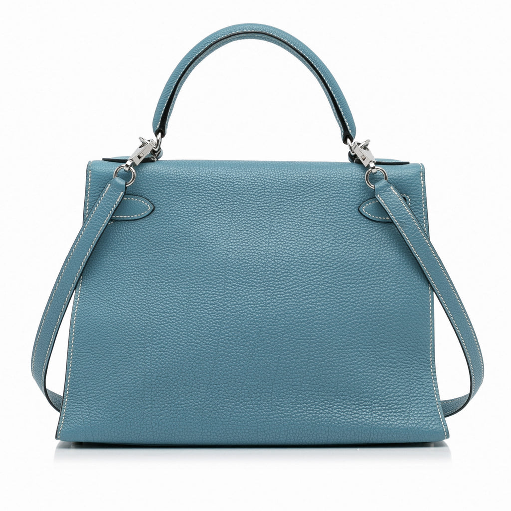 Second hand Hermes Kelly 28 Sellier Epsom Leather 2 - Ways Top - handle Bag Blue Jean - Tabita Bags