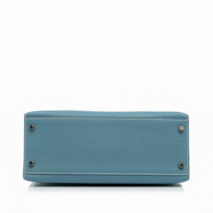 Second hand Hermes Kelly 28 Sellier Epsom Leather 2 - Ways Top - handle Bag Blue Jean - Tabita Bags