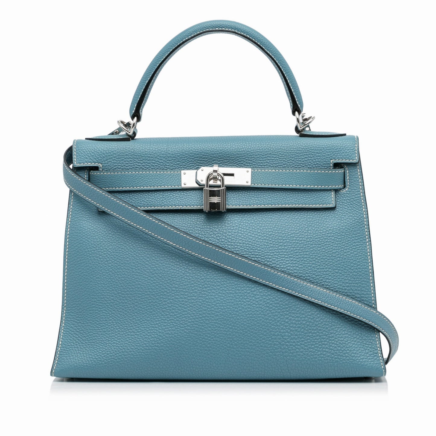 Second hand Hermes Kelly 28 Sellier Epsom Leather 2 - Ways Top - handle Bag Blue Jean - Tabita Bags