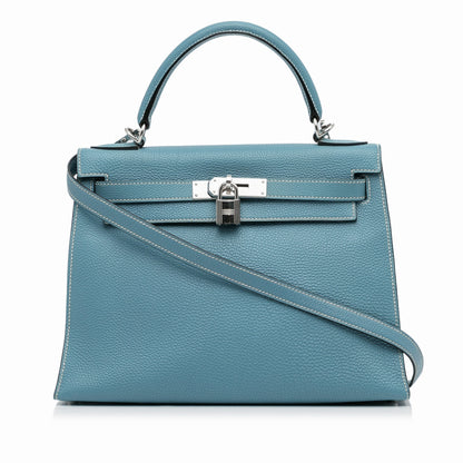 Second hand Hermes Kelly 28 Sellier Epsom Leather 2 - Ways Top - handle Bag Blue Jean - Tabita Bags