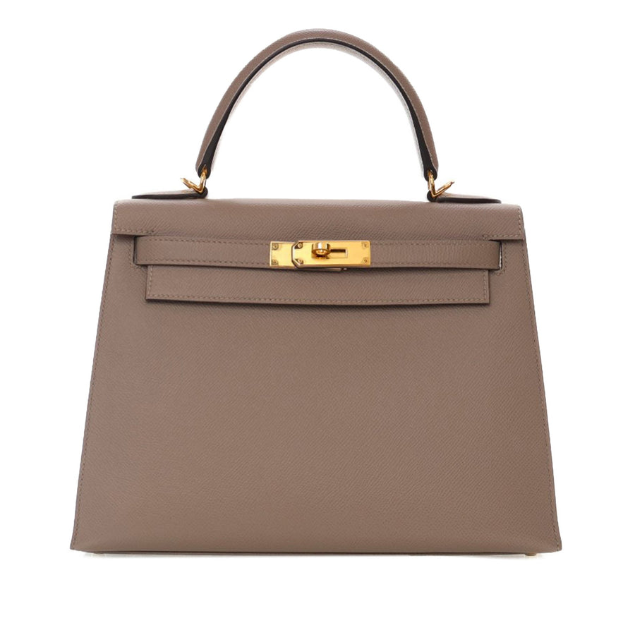 Second hand Hermes Kelly 28 Sellier Epsom Leather 2 - Ways Top - handle Bag Brown - Tabita Bags