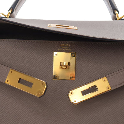Second hand Hermes Kelly 28 Sellier Epsom Leather 2 - Ways Top - handle Bag Brown - Tabita Bags