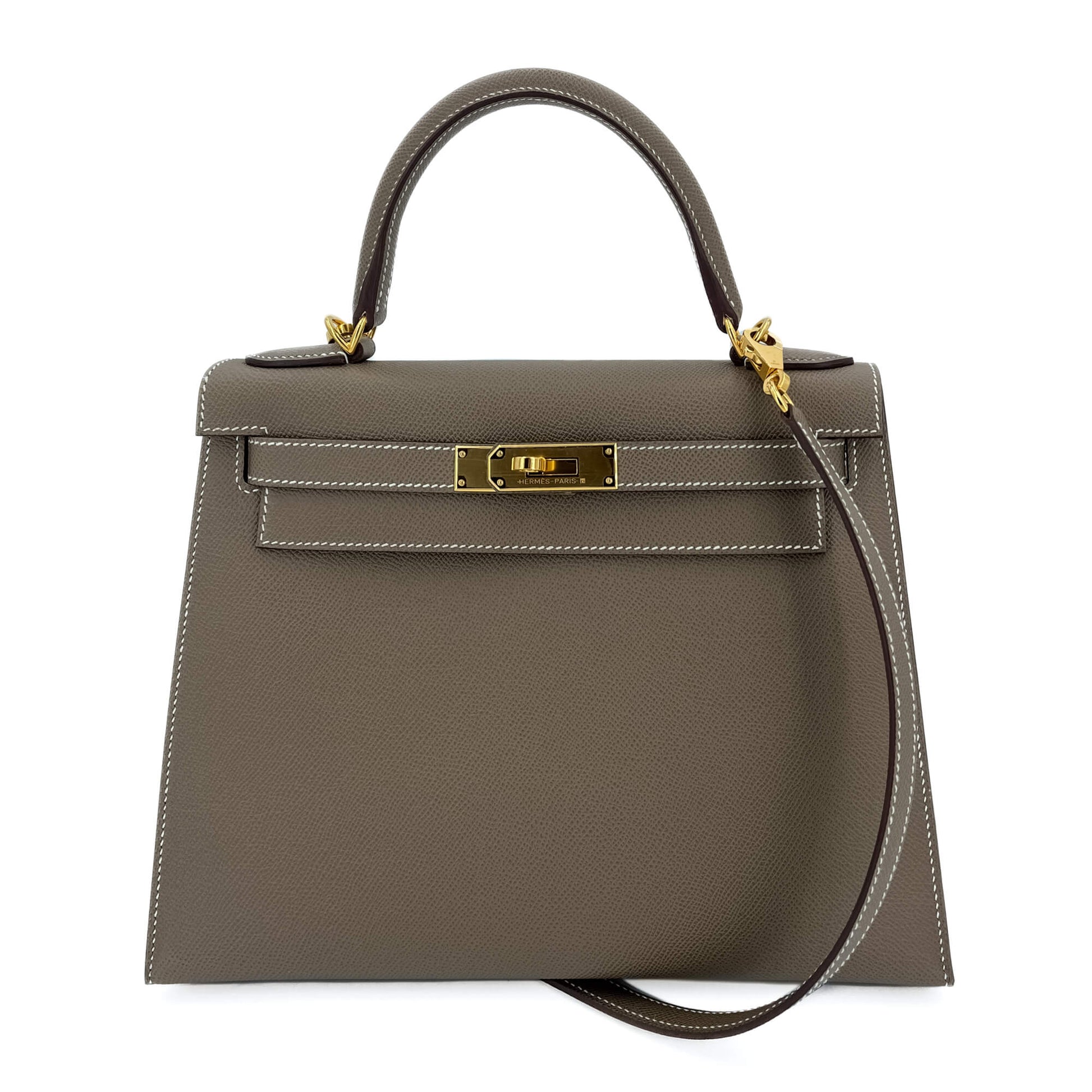 Second hand Hermes Kelly 28 Sellier Epsom Leather 2 - Ways Top - handle Bag Etoupe - Tabita Bags