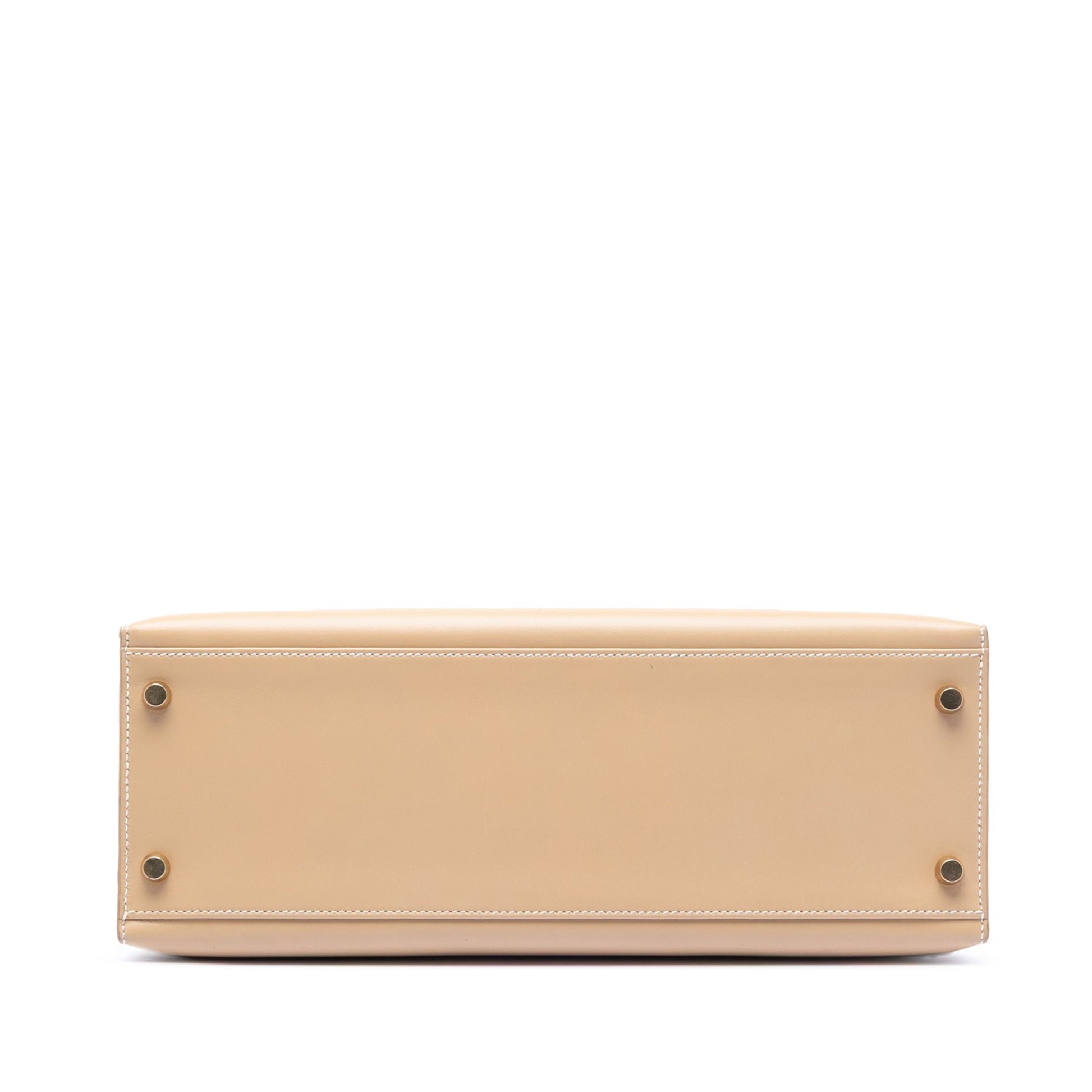 Second hand Hermes Kelly 32 Box Calf Leather Top - handle Handbag Beige - Tabita Bags