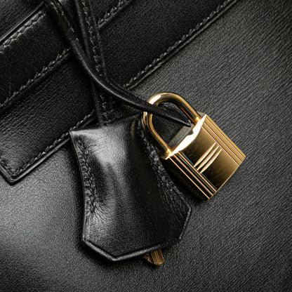 Second hand Hermes Kelly 32 Box Calf Leather Top - Handle Handbag Noir - Tabita Bags