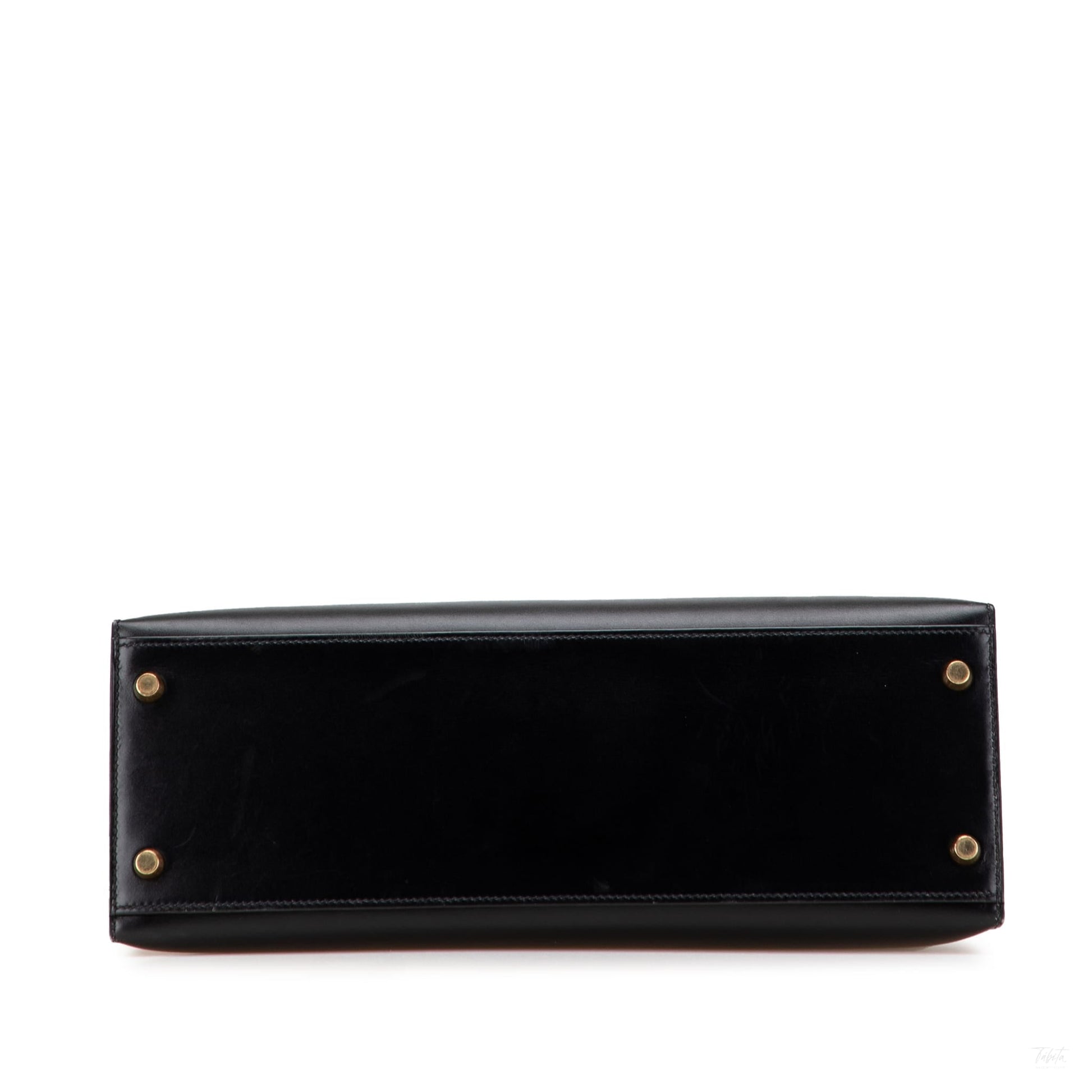 Second hand Hermes Kelly 32 Box Calf Leather Top - Handle Handbag Noir - Tabita Bags