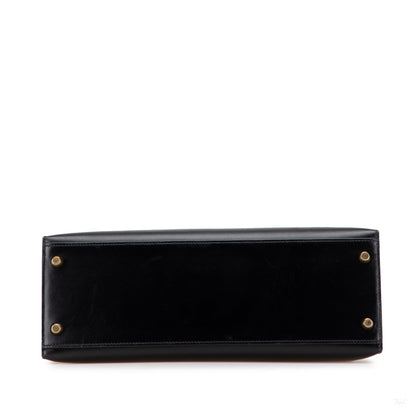Second hand Hermes Kelly 32 Box Calf Leather Top - Handle Handbag Noir - Tabita Bags