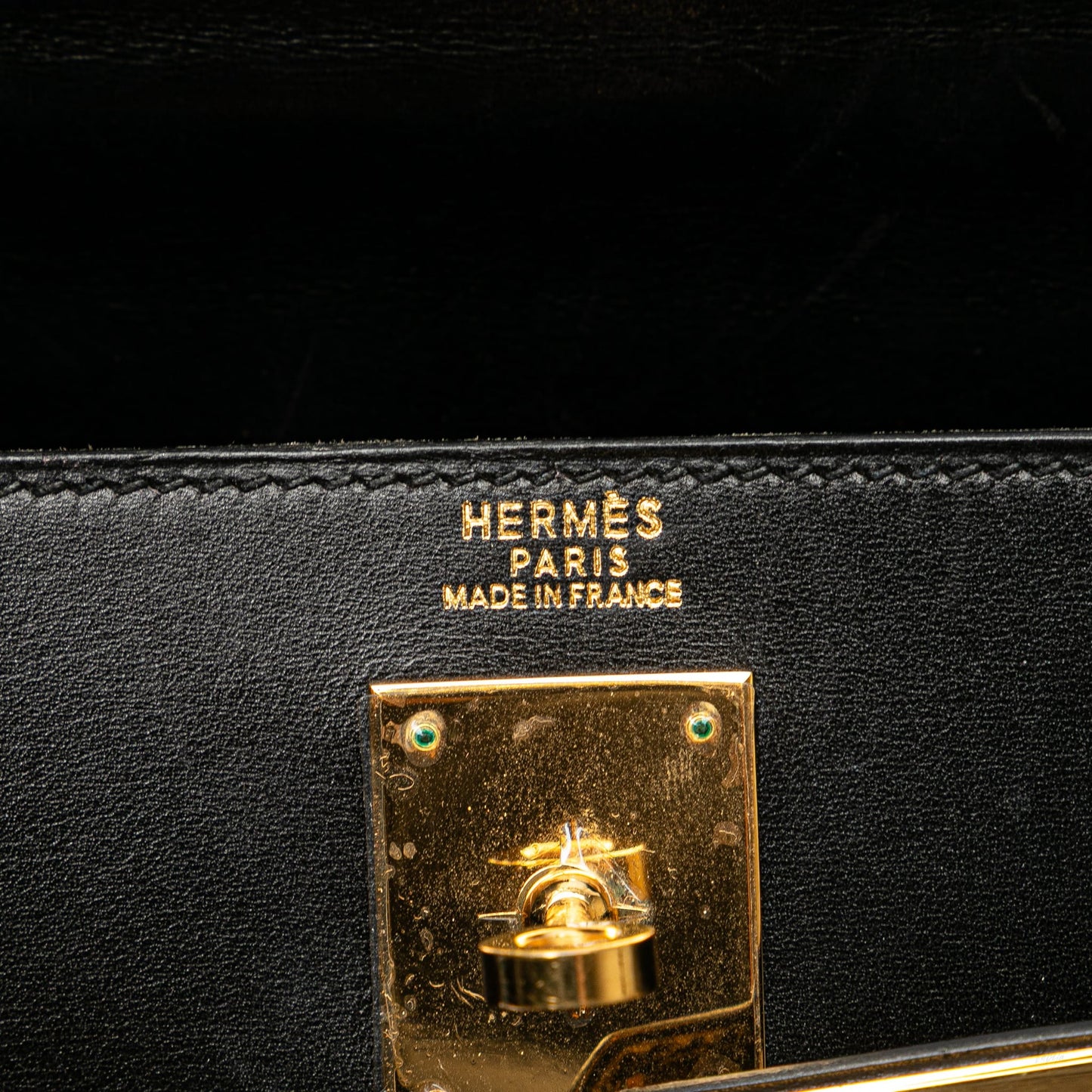 Second hand Hermes Kelly 32 Box Calf Leather Top - Handle Handbag Noir - Tabita Bags