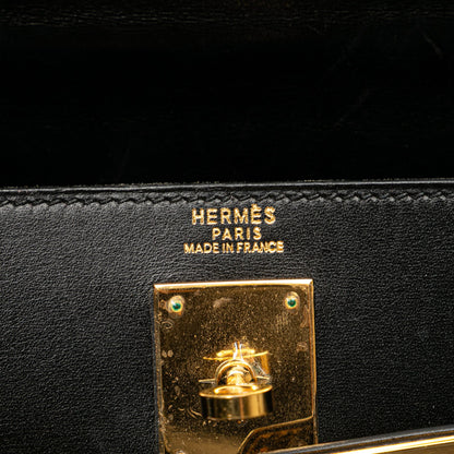 Second hand Hermes Kelly 32 Box Calf Leather Top - Handle Handbag Noir - Tabita Bags