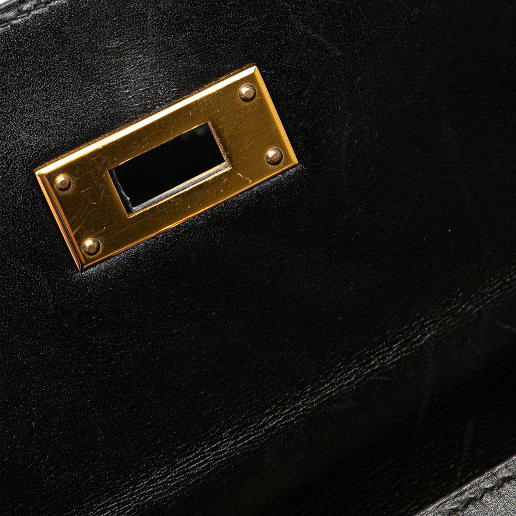 Second hand Hermes Kelly 32 Box Calf Leather Top - Handle Handbag Noir - Tabita Bags