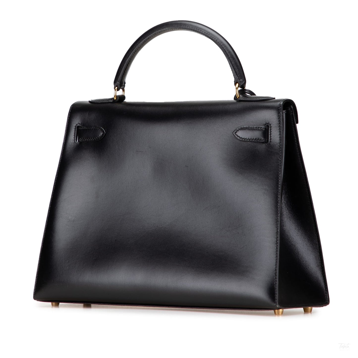 Second hand Hermes Kelly 32 Box Calf Leather Top - Handle Handbag Noir - Tabita Bags
