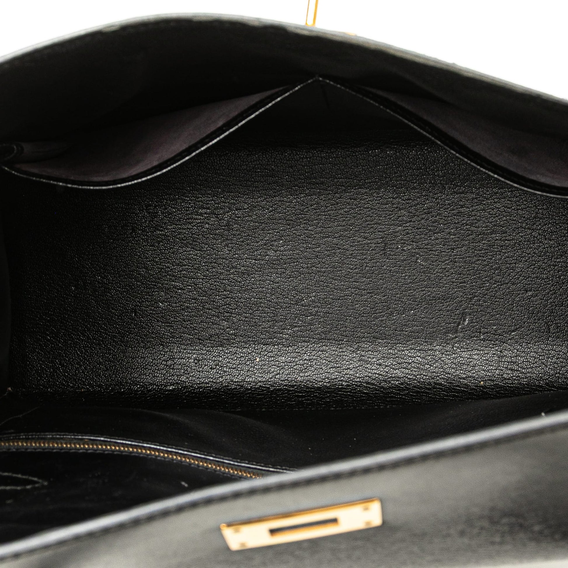 Second hand Hermes Kelly 32 Box Calf Leather Top - Handle Handbag Noir - Tabita Bags