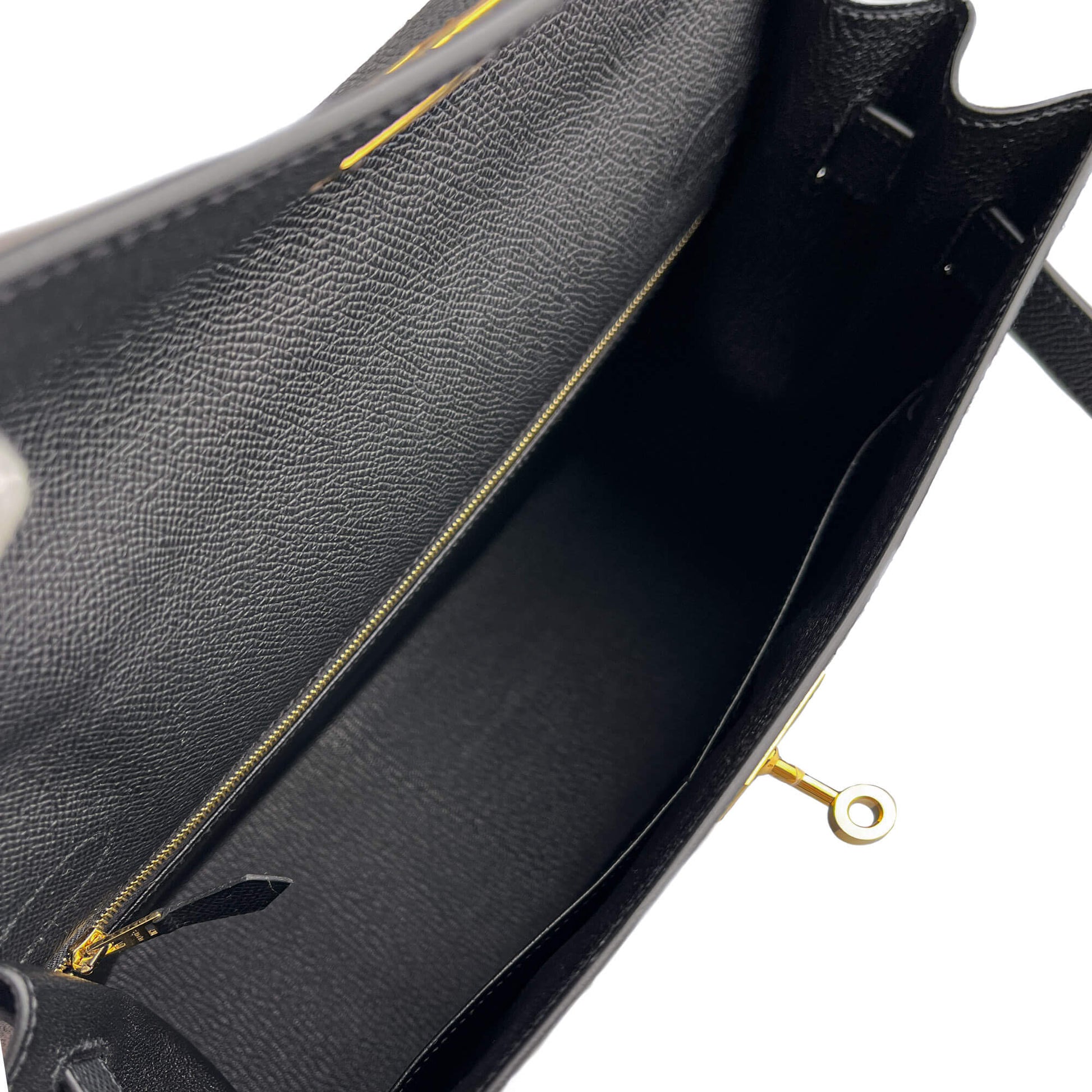 Second hand Hermes Kelly 32 Epsom Leather Sellier Top - handle Handbag Black - Tabita Bags