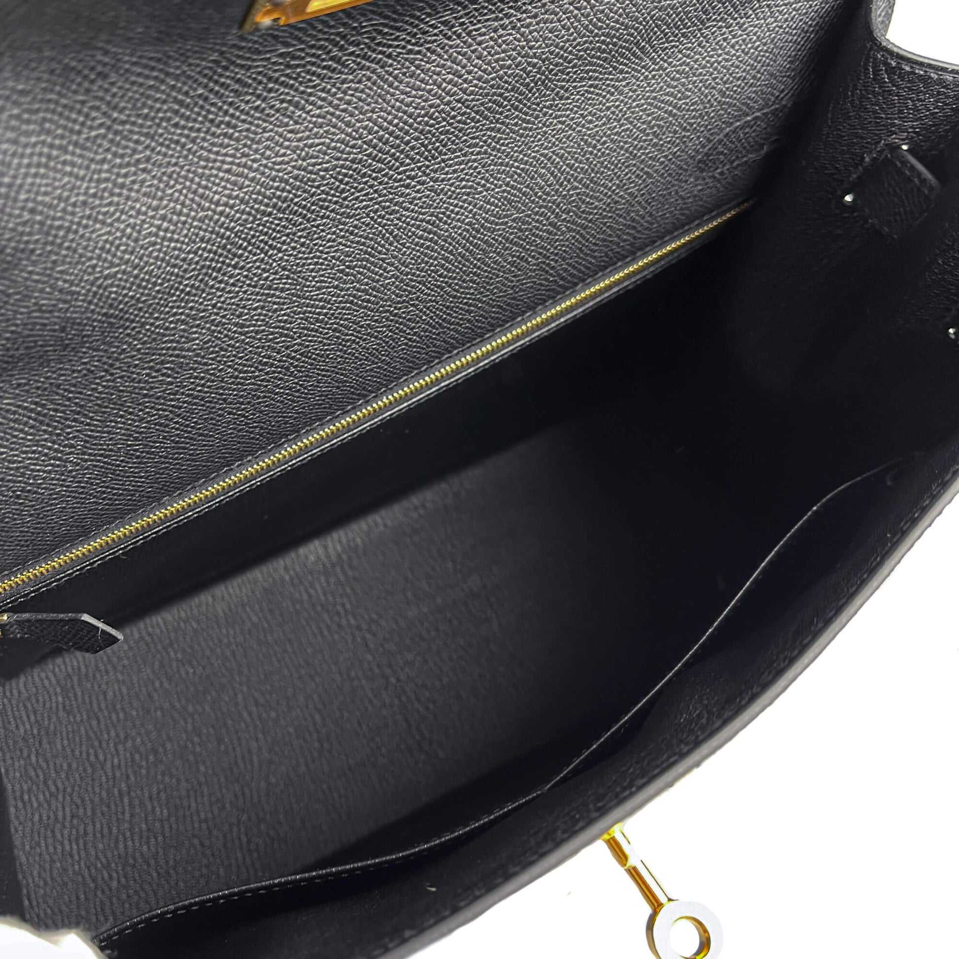 Second hand Hermes Kelly 32 Epsom Leather Sellier Top - handle Handbag Black - Tabita Bags