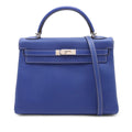 Second hand Hermes Kelly 32 Epsom Leather Sellier Top - handle Handbag Blue Electric - Tabita Bags