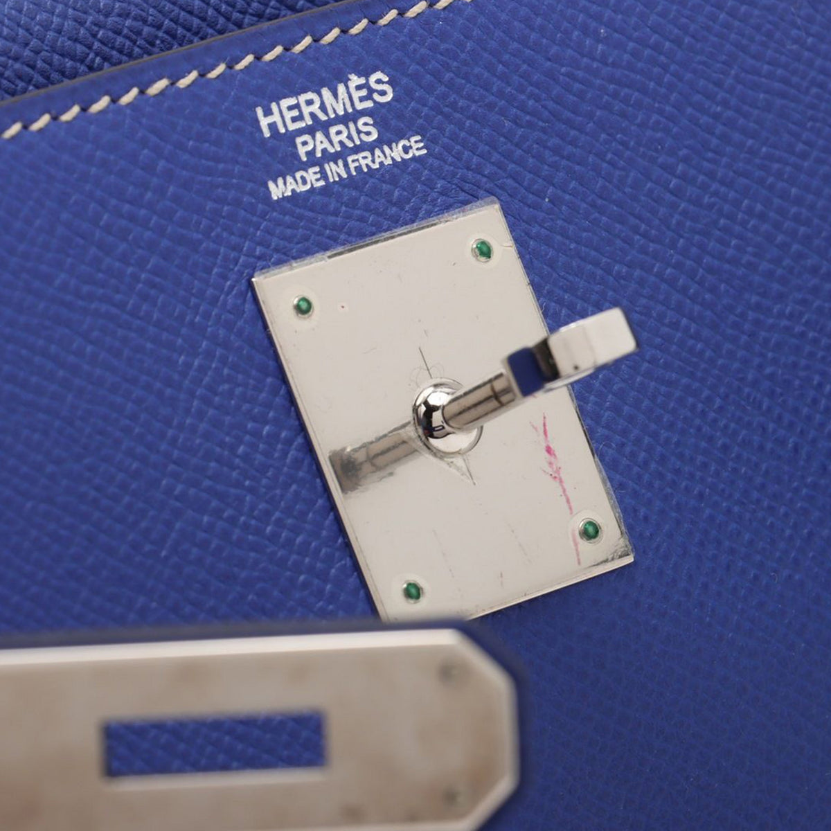 Second hand Hermes Kelly 32 Epsom Leather Sellier Top - handle Handbag Blue Electric - Tabita Bags