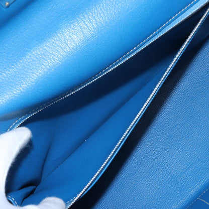 Second hand Hermes Kelly 32 Epsom Leather Sellier Top - handle Handbag Blue Electric - Tabita Bags