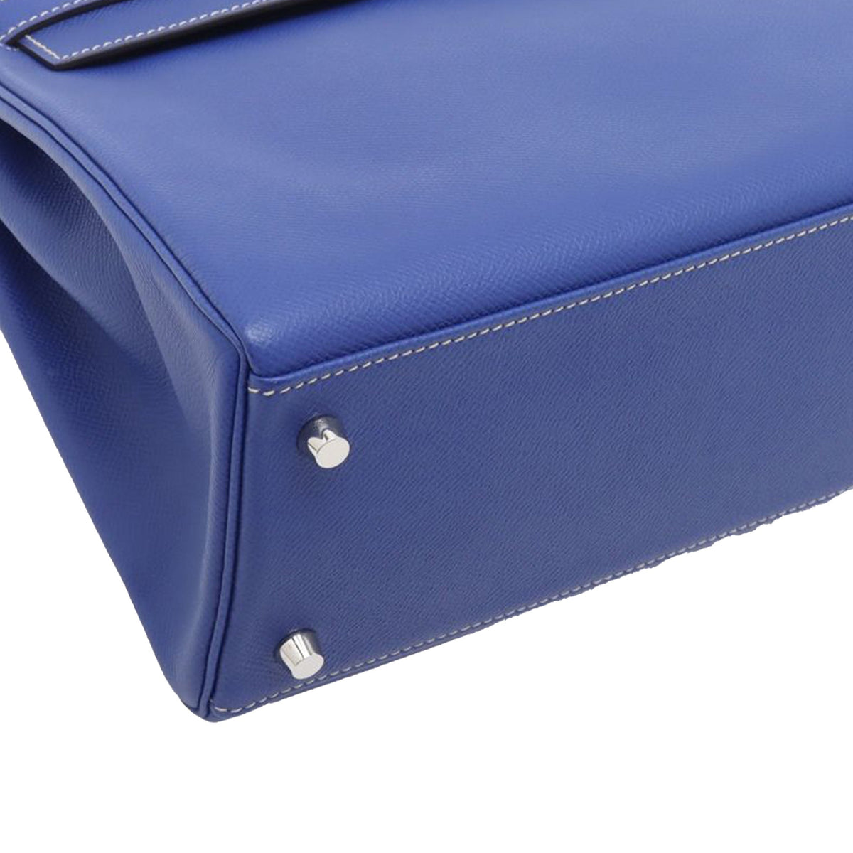 Second hand Hermes Kelly 32 Epsom Leather Sellier Top - handle Handbag Blue Electric - Tabita Bags