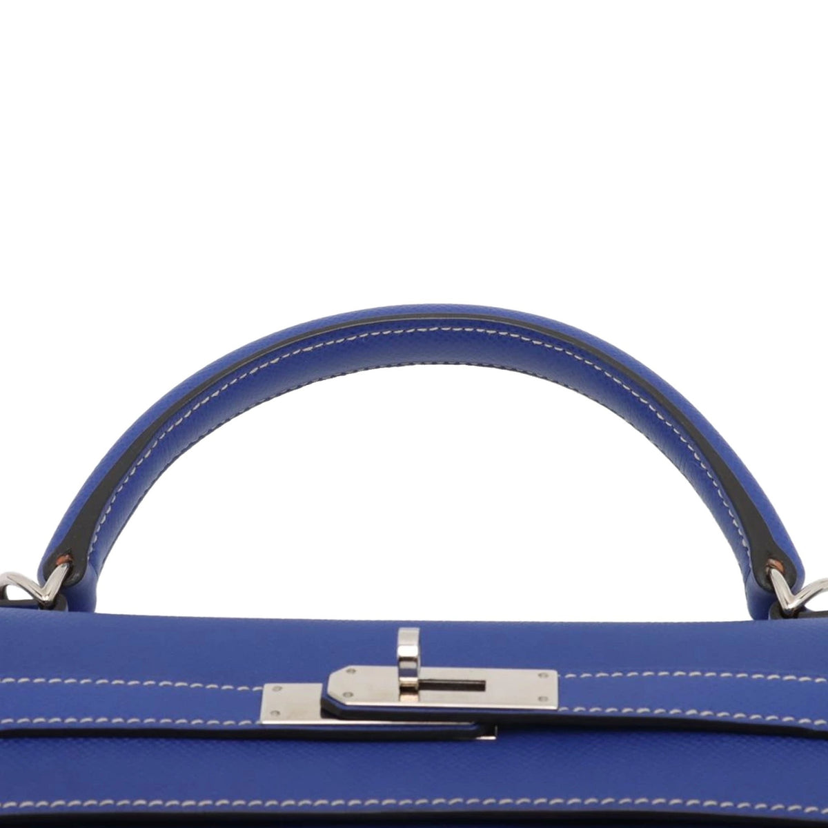 Second hand Hermes Kelly 32 Epsom Leather Sellier Top - handle Handbag Blue Electric - Tabita Bags