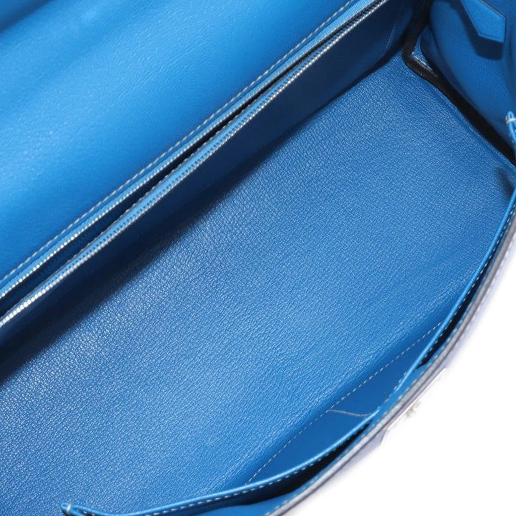 Second hand Hermes Kelly 32 Epsom Leather Sellier Top - handle Handbag Blue Electric - Tabita Bags
