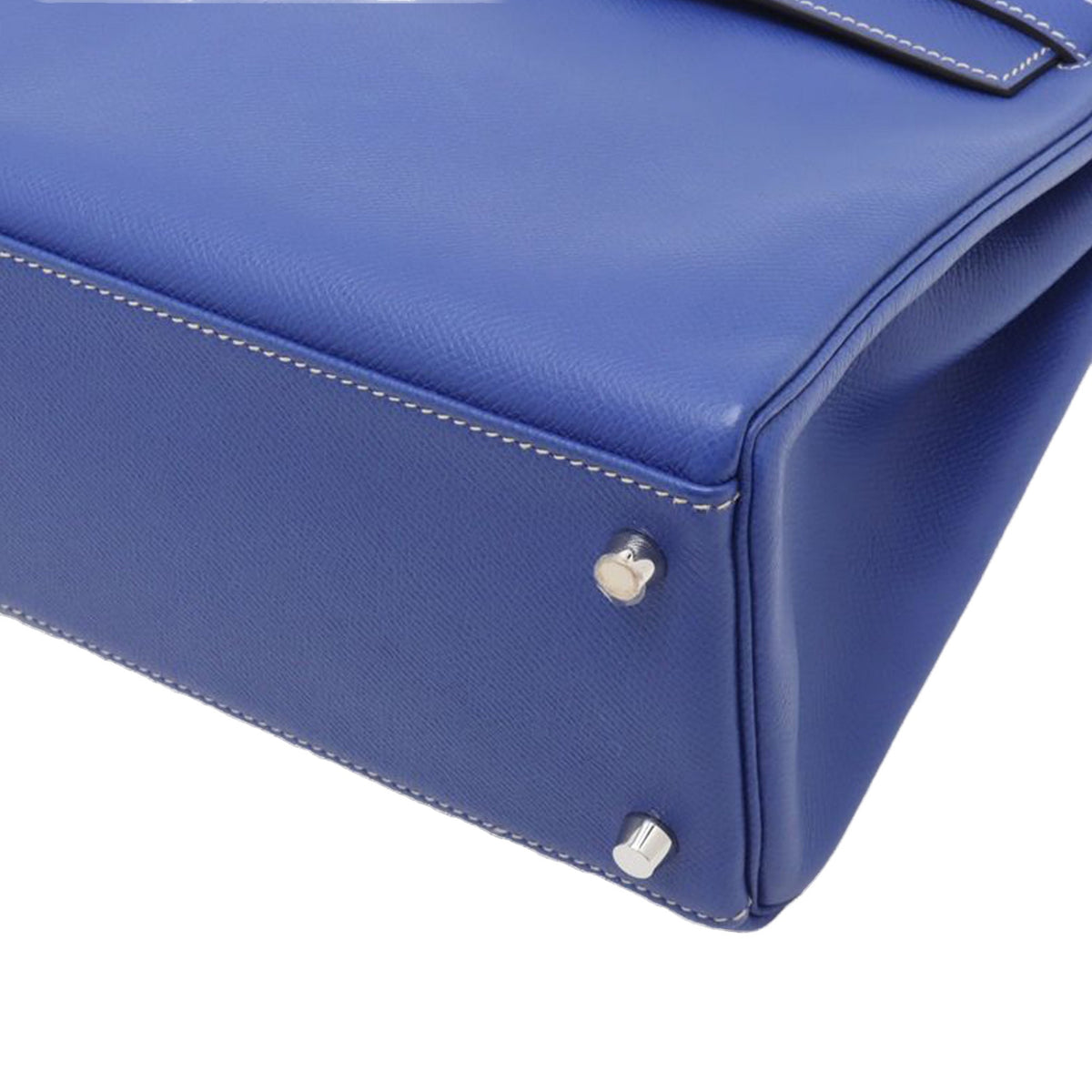 Second hand Hermes Kelly 32 Epsom Leather Sellier Top - handle Handbag Blue Electric - Tabita Bags
